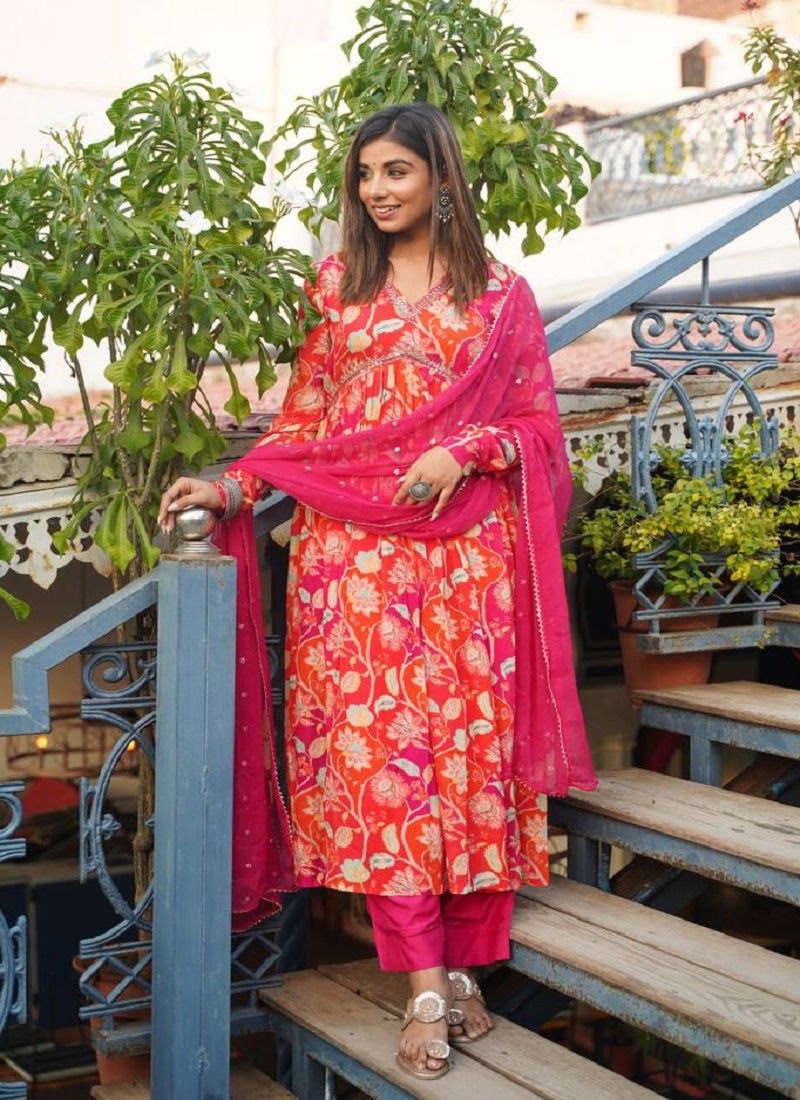 Akshar Muslin Alia Cut Kurti With Bottom Dupatta Catalog